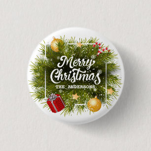 Elegant Personalised Christmas Tree Pin Button