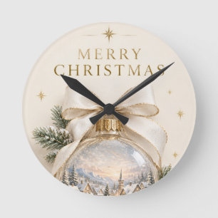 Elegant Personalised Christmas, Vintage Ornament Round Clock