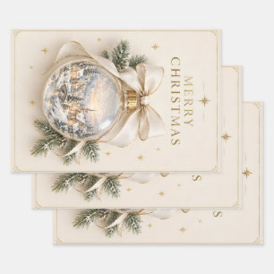 Elegant Personalised Christmas, Vintage Ornament Wrapping Paper Sheet