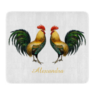 Elegant Personalised Colourful Rooster chicken  Ap Cutting Board