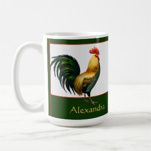 Elegant Personalised Colourful Rooster chicken   Coffee Mug