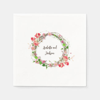 elegant personalised couple/single name floral  napkin
