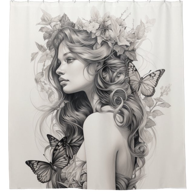 Elegant Personalised Custom Photo Add Your Own Shower Curtain (Front)