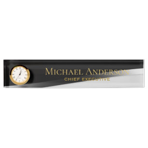 Elegant Personalised Desk NAME Plate Classic Black