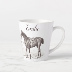 Elegant personalised equestrian antique horse latte mug