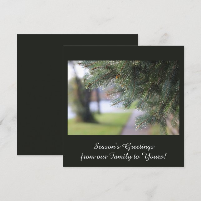 Elegant Personalised Evergreen Branches Dark Green Holiday Card (Front/Back)