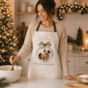 Elegant Personalised Family Photo Christmas Apron