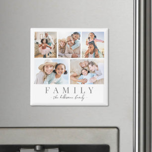 Elegant Personalised Family Photo Collage Magnet