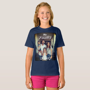Elegant Personalised Family Photo & Name Stylish T-Shirt