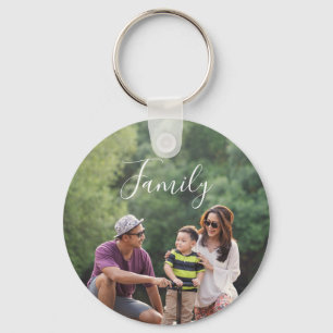 Elegant Personalised Family Two Photo Monogram  Key Ring