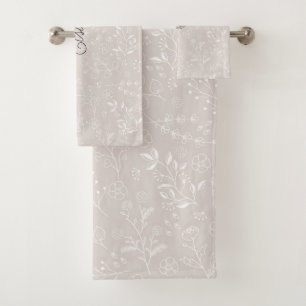 Elegant Personalised Floral Bath Towel Set