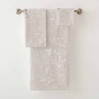Elegant Personalised Floral Bath Towel Set