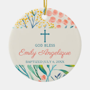 Elegant Personalised Girl Christening Baptism Ceramic Tree Decoration