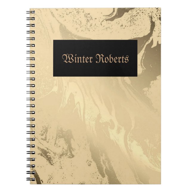 Elegant personalised gold and black notebook (Front)