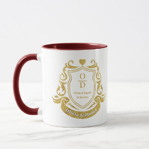 Elegant Personalised Gold Crest Wedding Mug