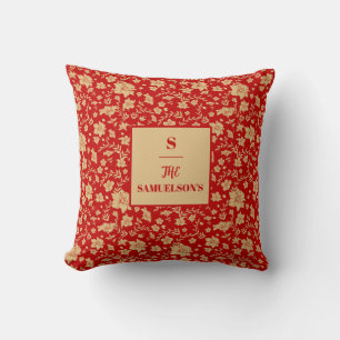Elegant Personalised Gold Floral Pillow