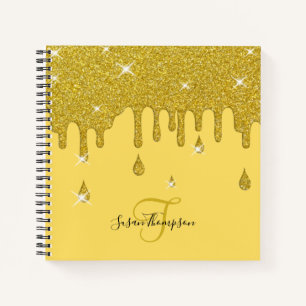 Elegant Personalised Gold Glitter Effect Sparkles Notebook