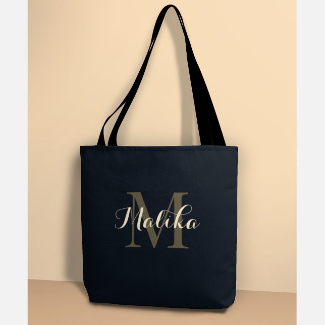 Elegant Personalised Gold Monogram Tote Bag Malika (Creator Uploaded)
