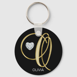 Elegant Personalised Gold Monogrammed Letter O Key Ring
