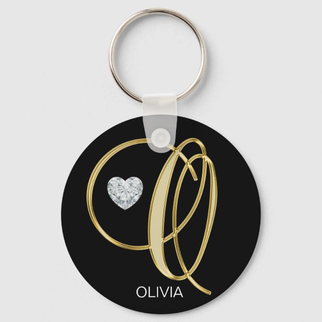 Elegant Personalised Gold Monogrammed Letter O Key Ring (Front)