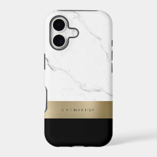 Elegant personalised gold white marble