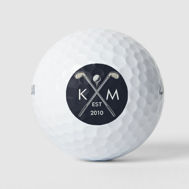 Elegant personalised golf club monogram design balls (Front)
