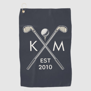 Elegant personalised golf club monogram design golf towel