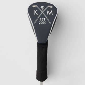 Elegant personalised golf club monogram design head cover