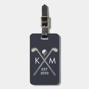 Elegant personalised golf club monogram design luggage tag