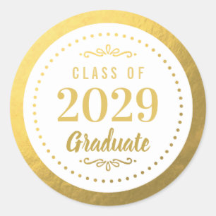 Elegant Personalised Graduate Faux Gold Foil Classic Round Sticker