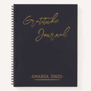 Elegant Personalised Gratitude Journal Grey Gold