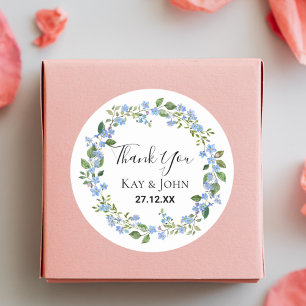 Elegant Personalised Greenary Thank You Wedding Classic Round Sticker