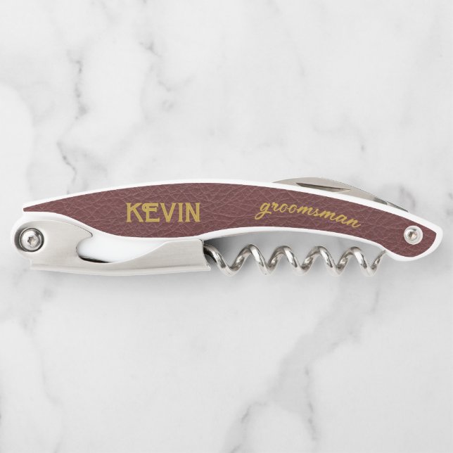 Elegant Personalised Groomsmen Gift Corkscrew (Front)