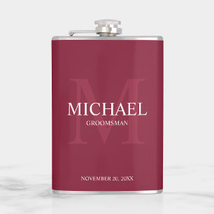 Elegant Personalised Groomsmen Monogram and Name Hip Flask