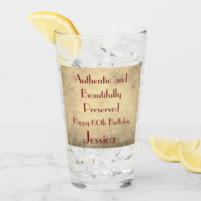 Elegant Personalised Happy 60th Birthday Glass (Front Ice)