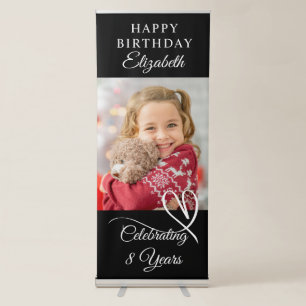 Elegant Personalised Happy Birthday Photo Age Retractable Banner