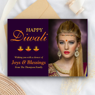 Elegant Personalised Happy Diwali Photo Card