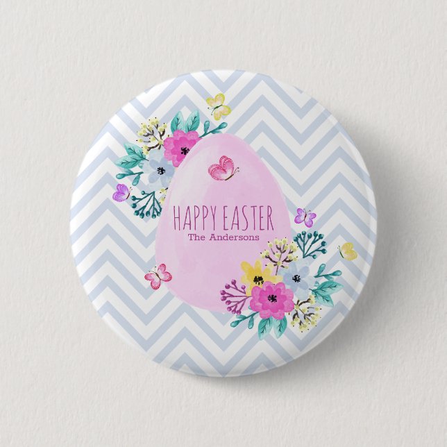 Elegant Personalised Happy Easter | Pin Button (Front)