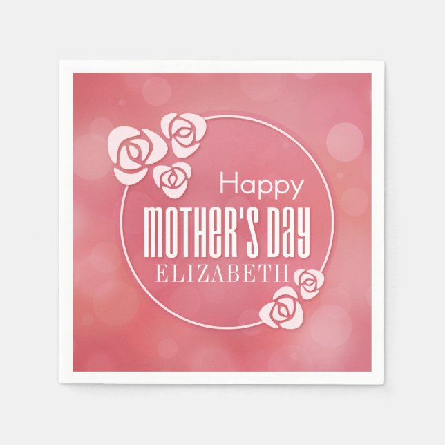 Elegant Personalised Happy Mother's Day | Napkin (Front)
