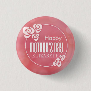 Elegant Personalised Happy Mother's Day Pin Button
