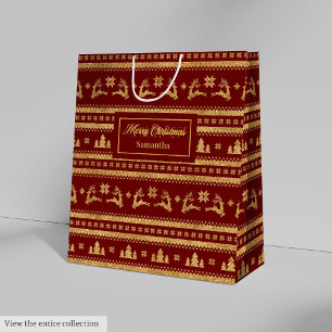 Elegant Personalised Holiday Paper Gift Bag Luxe
