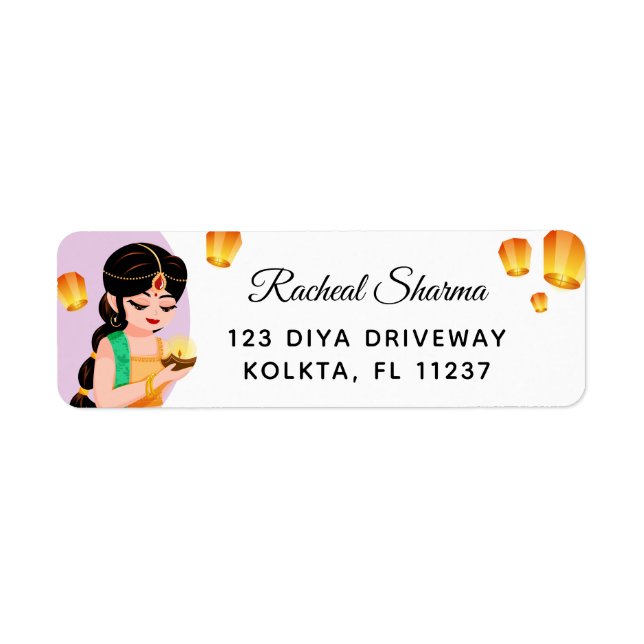 Elegant Personalised Indian Girl Diwali (Front)