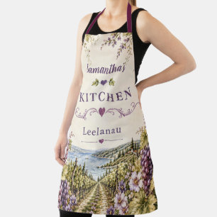 Elegant Personalised Leelanau Vineyard Kitchen Apron