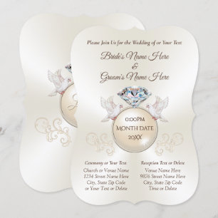 Elegant Personalised Love Bird Wedding Invitations