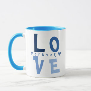 Elegant Personalised LOVE, Name in Blue Typography Mug