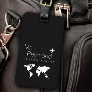 elegant personalised-luggage-tag black luggage tag
