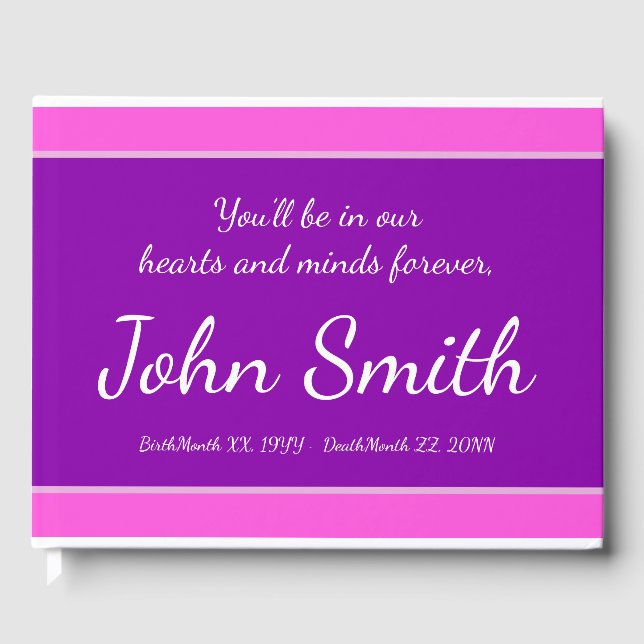 Elegant, Personalised Memorial Guestbook (Front)