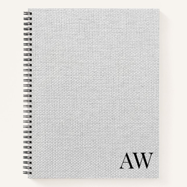 Elegant Personalised Minimalist Linen Name Intials Notebook (Front)