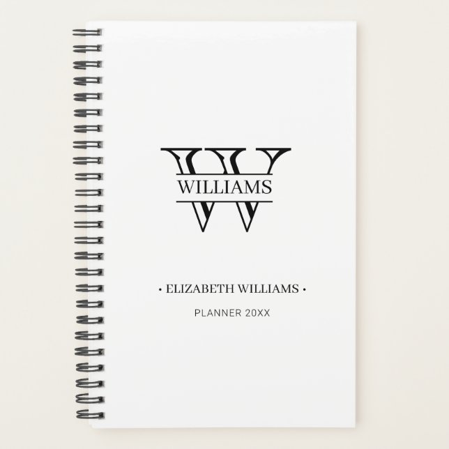 Elegant Personalised Monogram and Name Planner (Front)