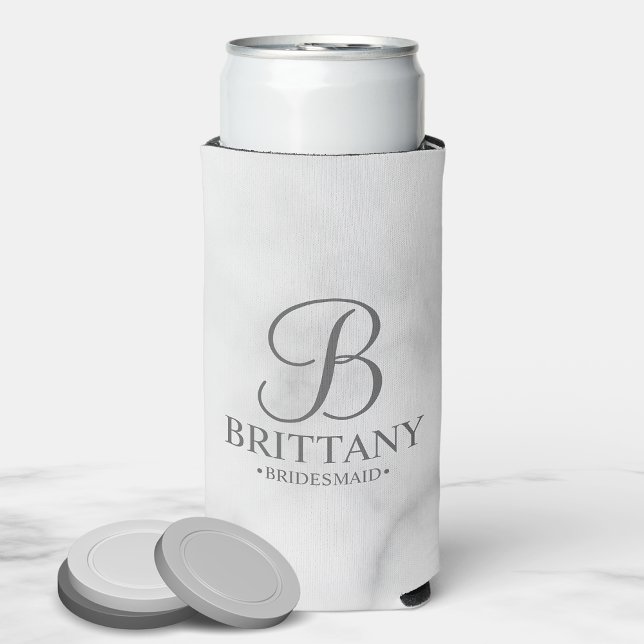 Elegant Personalised Monogram Bridesmaid Seltzer C Can Cooler (Creator Uploaded)